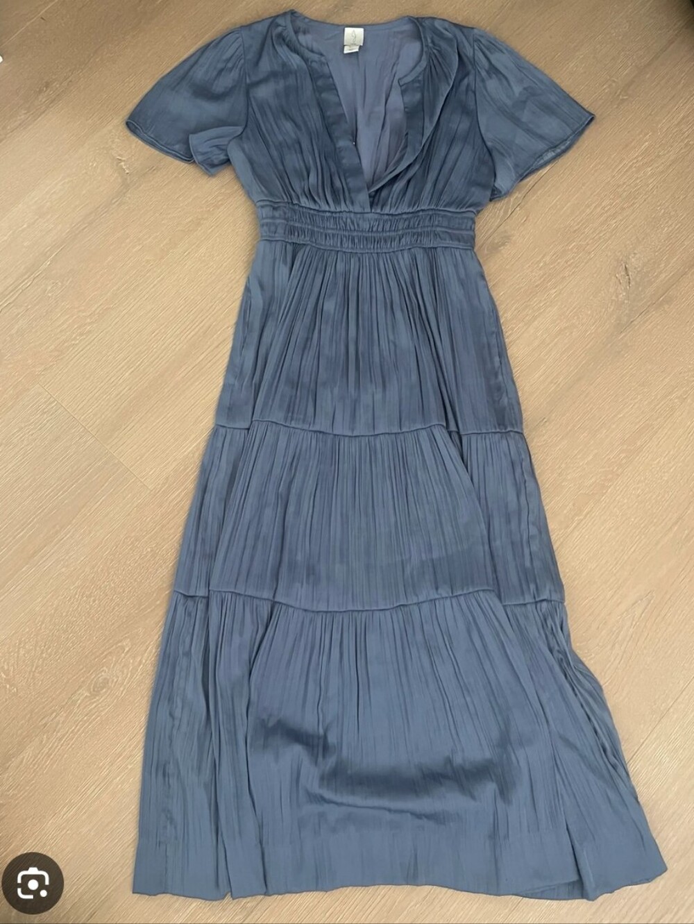 Joie Dusty Blue Tiered Midi Dress